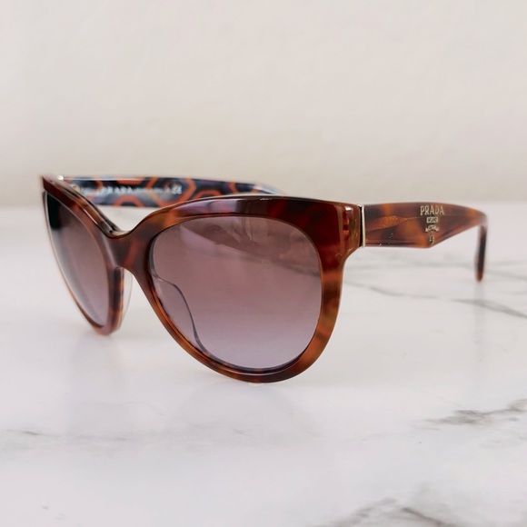 Prada Hexagonal Havana Cat Eye Sunglasses SPR05P MAU/6P1 55 20 Brown Purple GUC - Picture 1 of 12